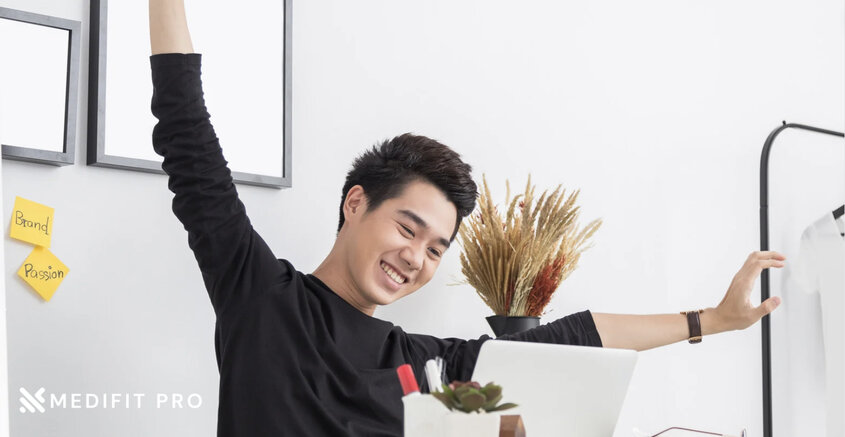 Stretching at desk