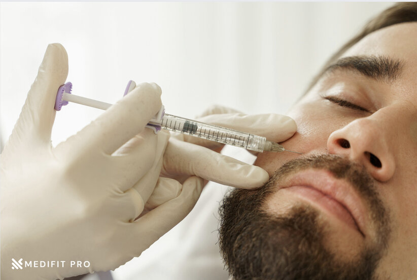 A man getting face fillers